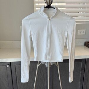 Aritzia White Zip-Front Long Sleeve Jacket